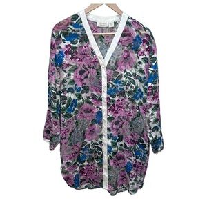 Victoria's Secret Gold Label Vintage Floral Shirt Dress Pajama Pink Size Small